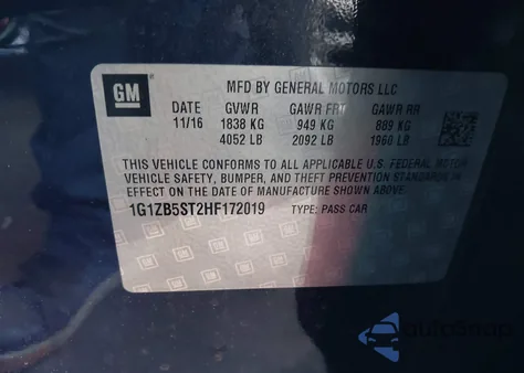 2017 Chevrolet Malibu Ls z USA, uszkodzony, nr VIN 1G1ZB5ST2HF172019